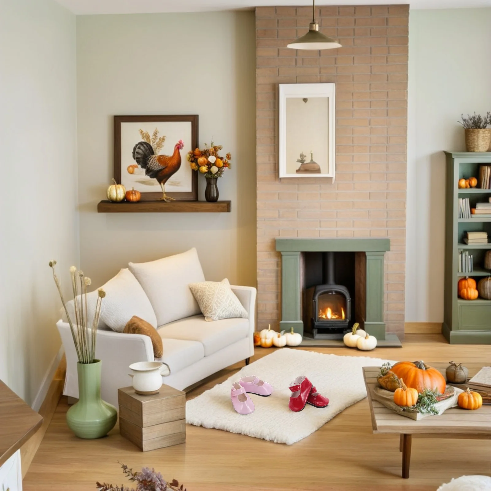 2pcs Shoes For 18 Inch Faux Dress Flat Shoes Play Photo Prop Mini House Decor Accessories Miniature Shoe For