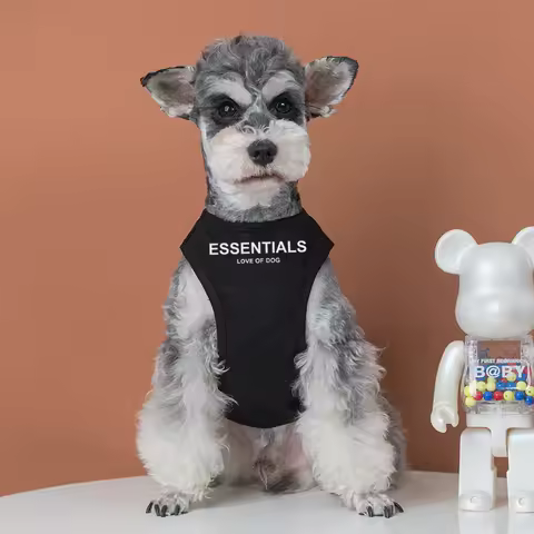 Fashion Shirt Spring Summer Vest For Schnauzer Balck Sleeveless T-shirt Yorkshire Teddy Outfit For Small Media Dogs