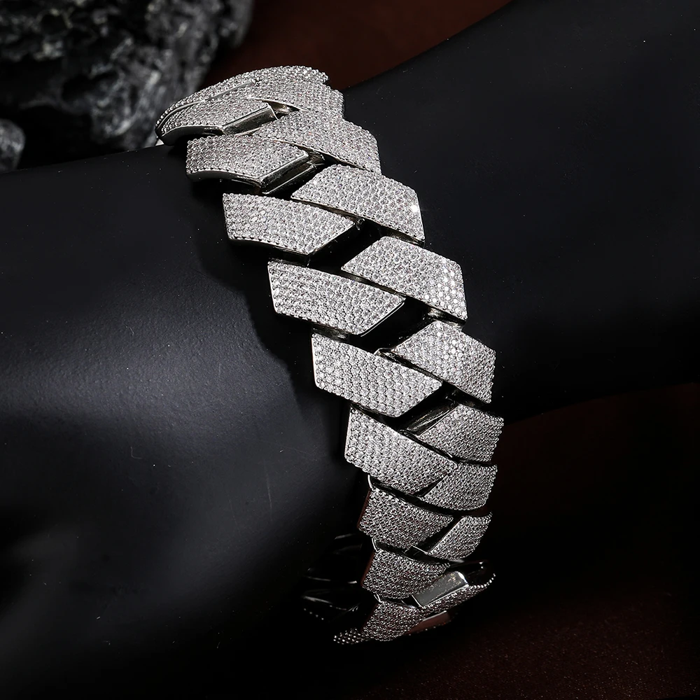 26mm Cuban Bracelet Iced Out 5A+CZ Stones Hiphop Jewelry For Men Women Luxury Flip Up Clasp Gift For Him