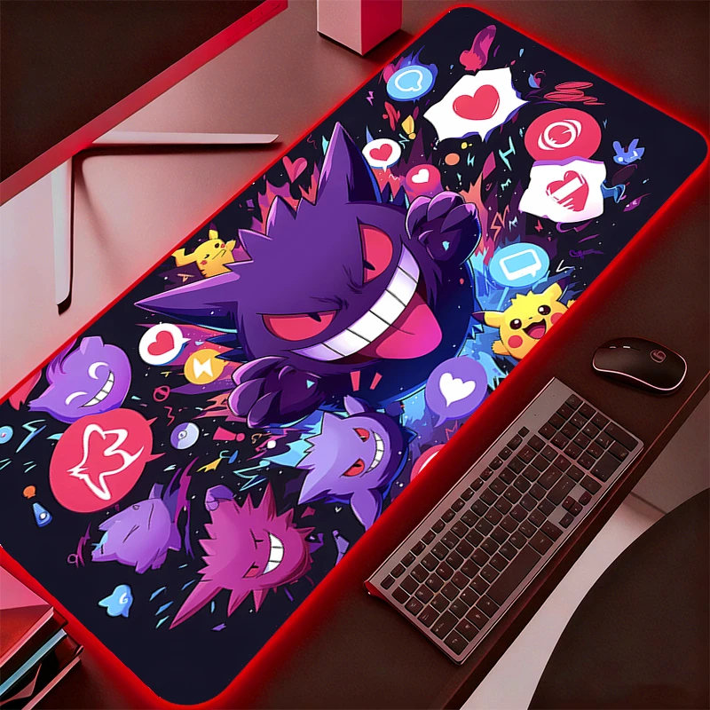 RGB Large Mouse Pad Pc Pokemon Pikachu Gengar Speed For e-sports Players Backlight Laptop Computer Keyboard LED Xxl Mousepad