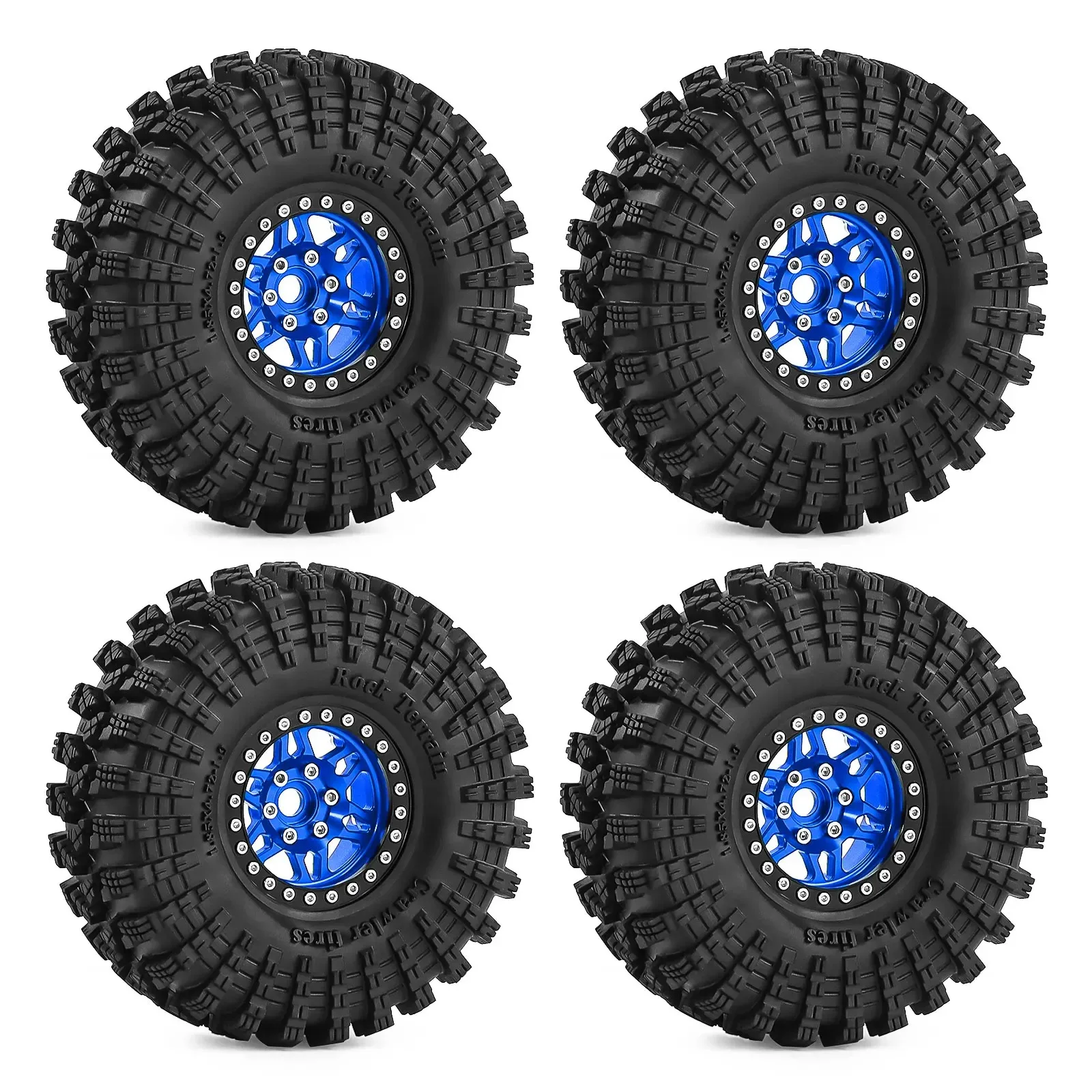 1.9 Inch Beadlock Wheels Tires Set 12mm Hex Heavy Duty Upgrade Parts for TRX4 SCX10 Capra Axial SCX24 Traxxas Enduro RC Crawler