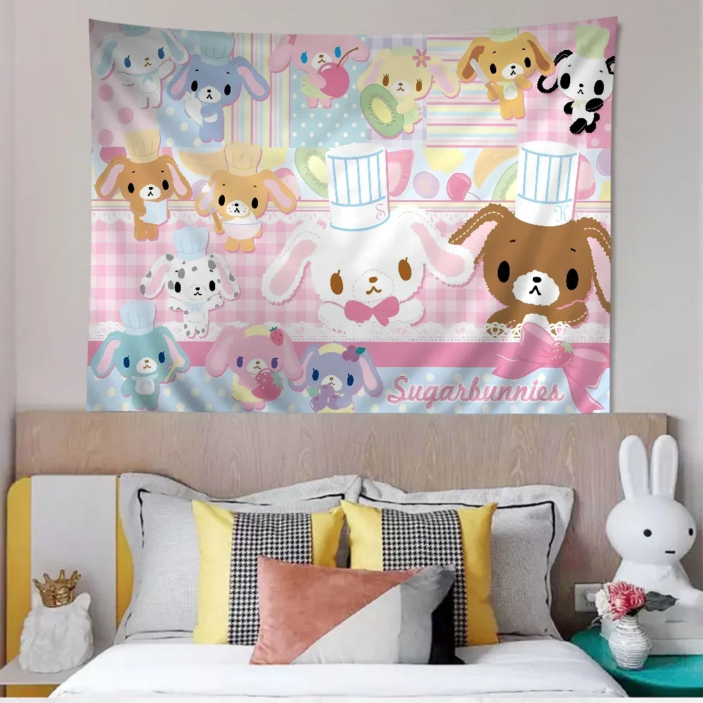 فن نسيج Kawaii Anime S_sugarbunnies - تصميم جميل لون الغرفة، سحر المنزل، ديكور فني جداري مناسب لمناطق المعيشة