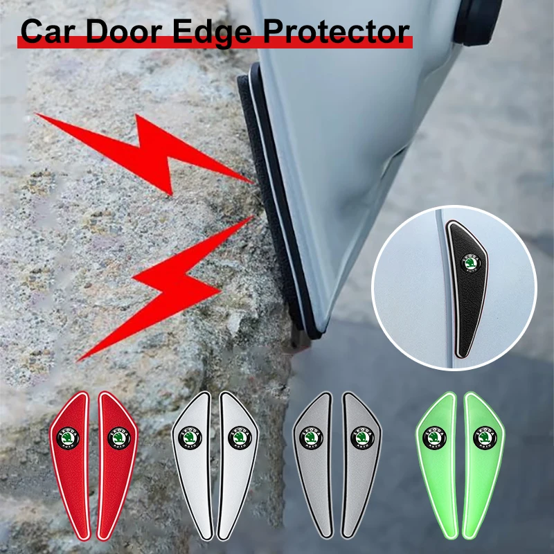 4PCS Car Door Edge Protector Guards Sticker Strip Accessories For Skoda Octavia PRO Kodiaq Elroq Kylaq Kamiq Enyaq