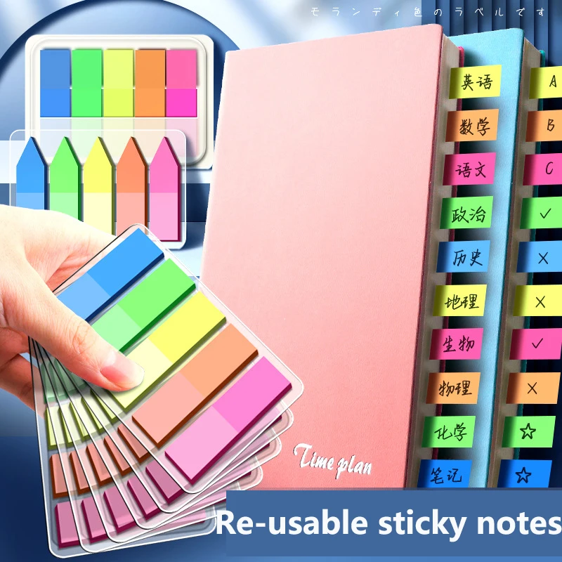 80pcs Re-usable index sticker labels with writing and marking strips for plastic bookmarks