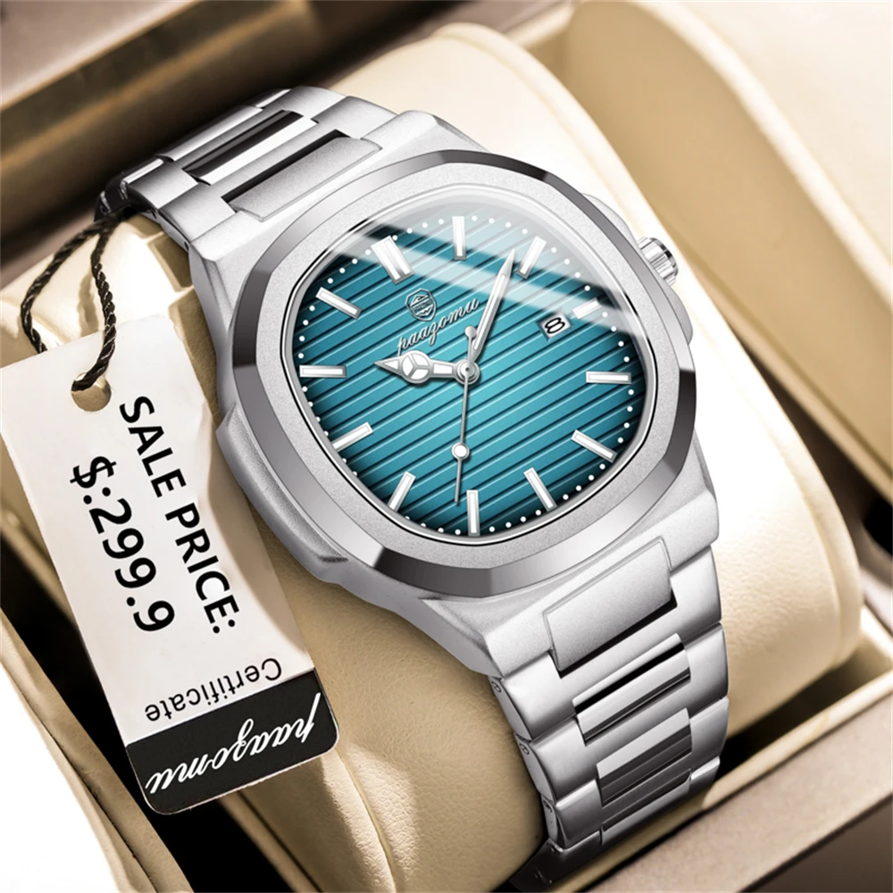 PENGAGAR Men Watches Analog Quartz Stainless Steel Military Watches for Men Waterproof Business Classic Design Date Wrist Watch