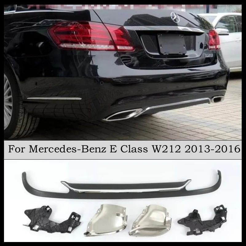 Rear Diffuser Lip Spoiler & Exhause For Mercedes Benz E Class W212 E200 E250 E300 E350 E500 2013-2016 High Quality PP Bumper