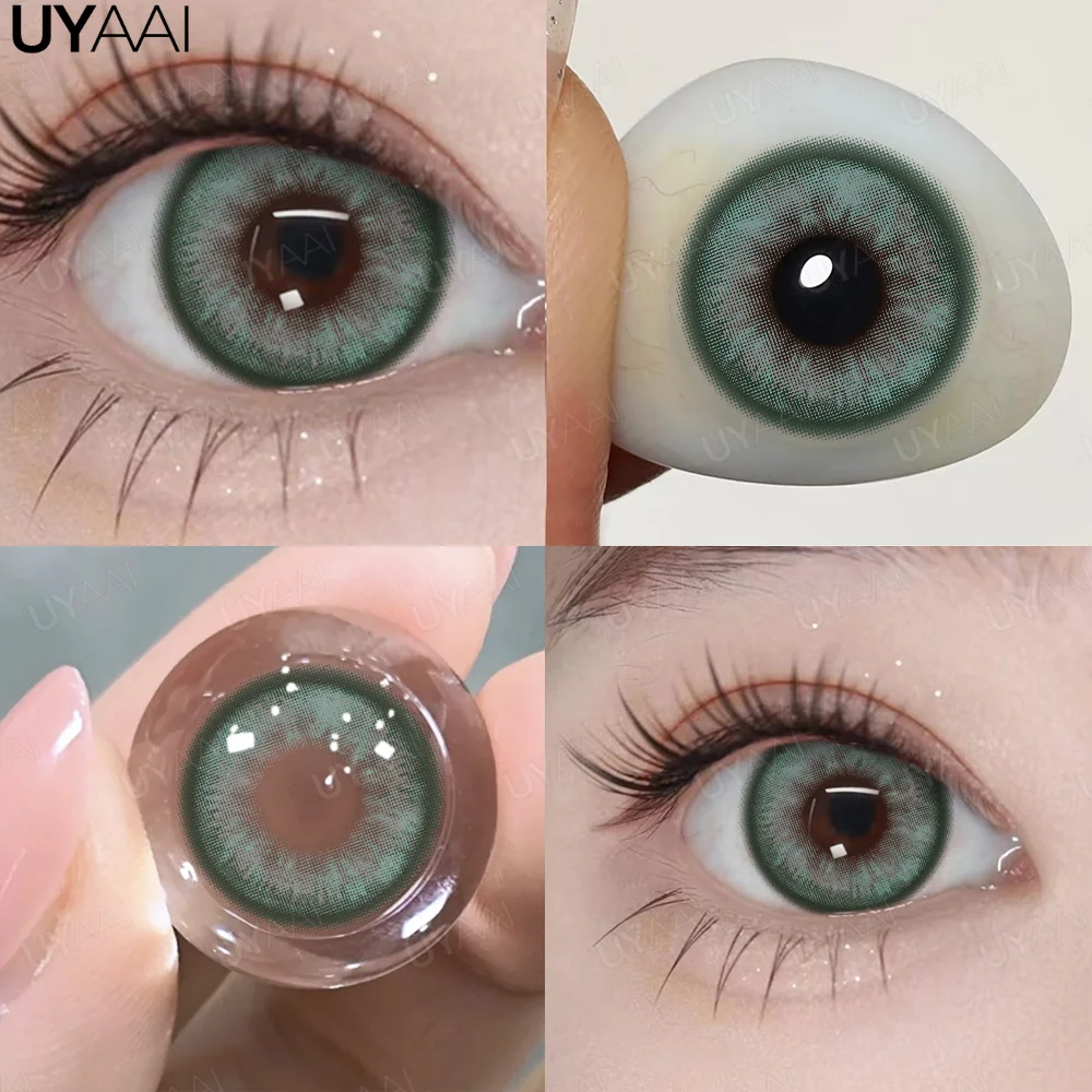 UYAAI 1 Pair Myopia Korean Lenses Free Shipping Eye Color Lenses with diopters Degree Natural Colored Contact Lenses