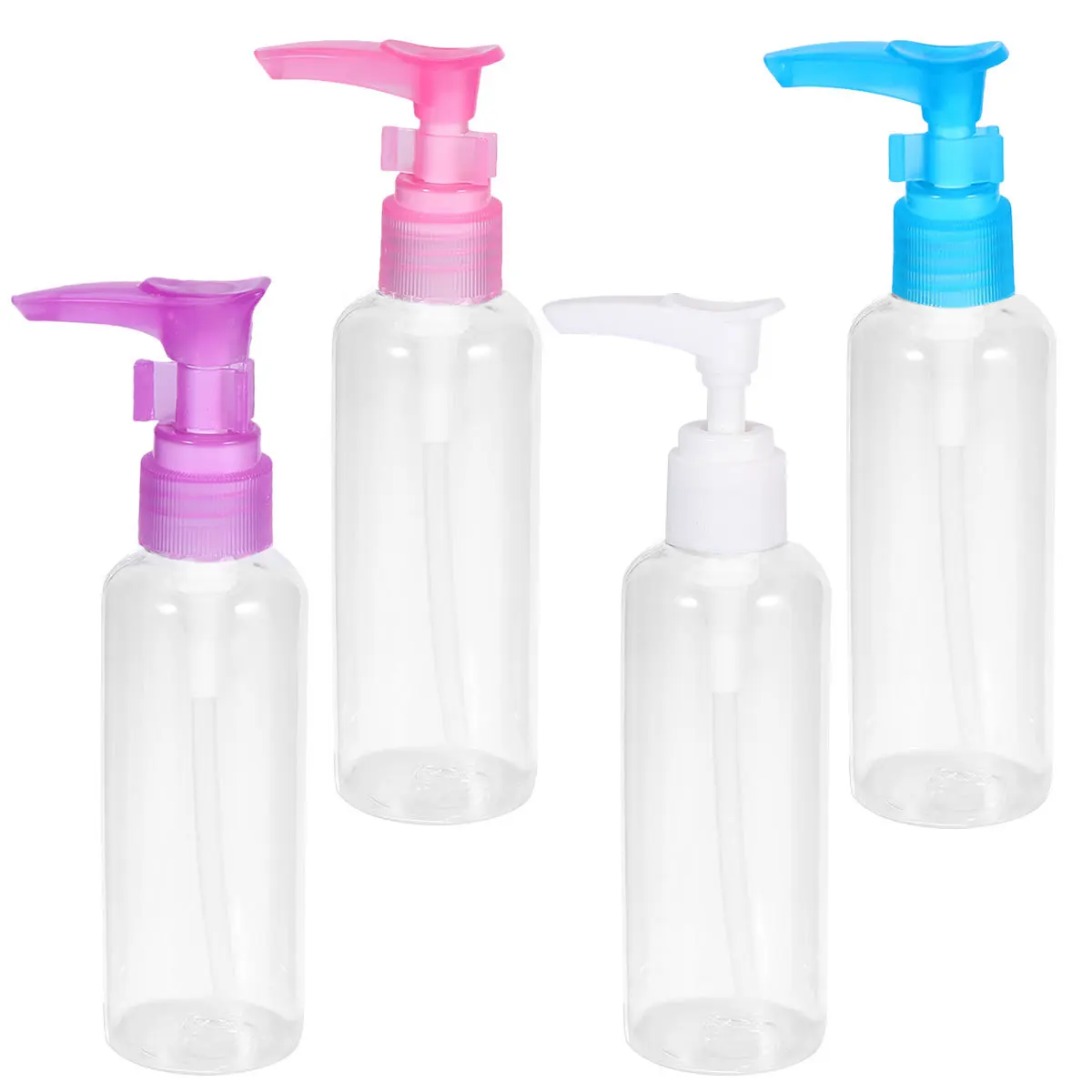 4Pcs 100Ml Emulsion Bottle Press Pump Dispenser for Liquid Soap Lotion Storage Refillable Pet Plastic Bottle Random Color