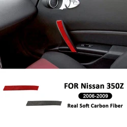 Car Interior For Nissan 350Z 2006-2009 Soft Carbon Fiber Co-Pilot Inside Door Pull Handle Decoration Sticker Auto Accessories