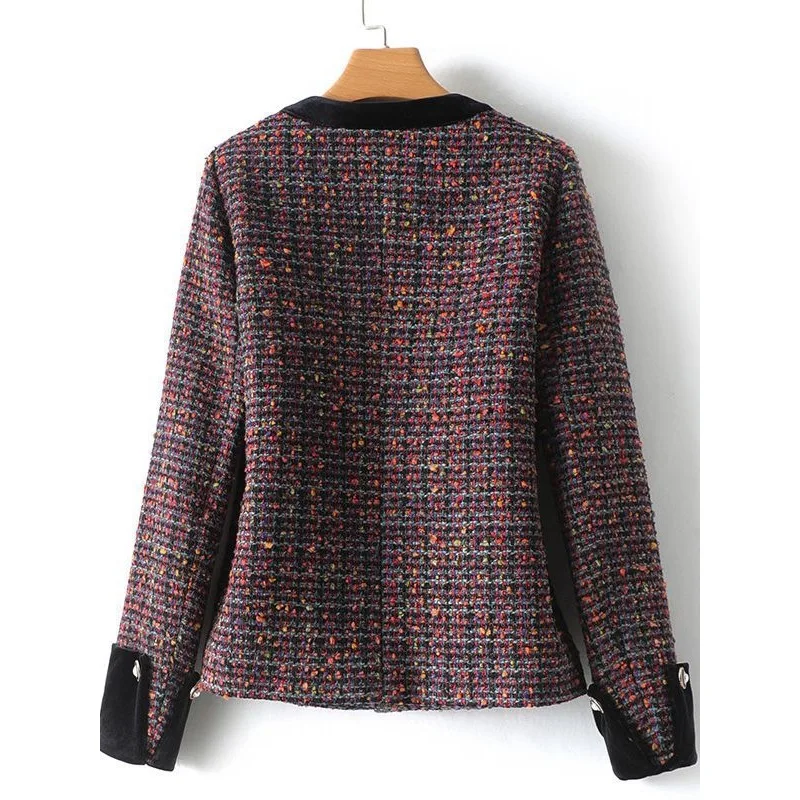Women's spliced tweed jacket 2025 new spring/autumn small fragrance style top single breasted jacket