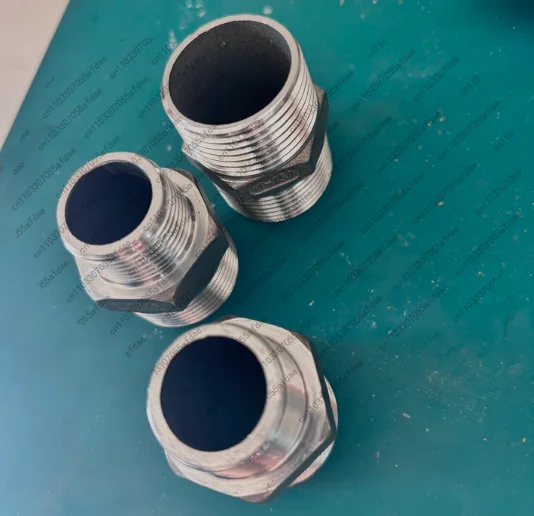 1pc stainless steel hex double-ended male threaded water pipe short connector 4 6 points 1 inch