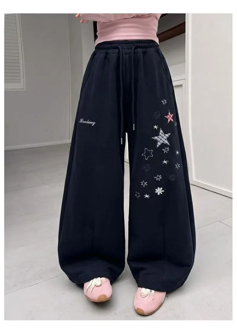 Kinder Mädchen Herbst Jogginghose UNITIM Teenager Mädchen Sternenmuster Lässige Sporthose Locker Sitzend mit Elastischem Bund 4-14 Jahre Junior Mädchen Hosen – Detail 21