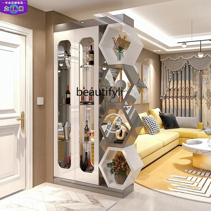 

Home screen entrance cabinet partition, living room entrance hall, decorative cabinets, modern simple light luxury style6005