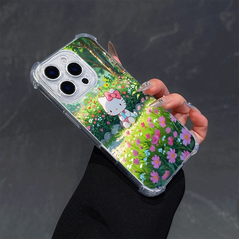 Sanrio KT Soft Phone Case For IPhone 13 IPhone 16/15/14/13/12/11/x/xs/xs Max Girl Mobile Phone Cases Hellokitty Anime