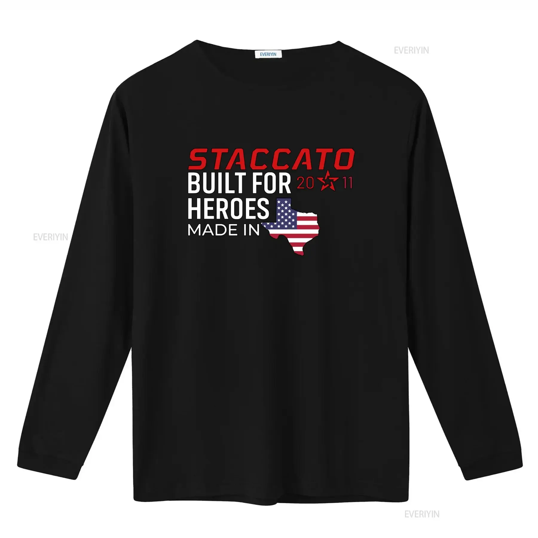 Staccato Built For Heroes 2011 Men's Classic American Heavy Cotton T Shirt Made In Texas vintage Washed designer clothes