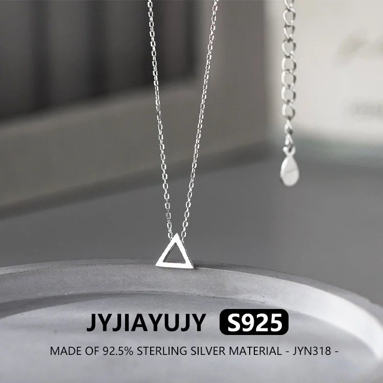 

JYJIAYUJY 100% цельное оригинальное ожерелье из стерлингового серебра S925, в наличии, модная повседневная одежда с полым треугольником JYN318