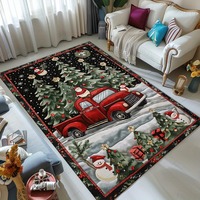 Exquisite Charming Snowman & Red Truck Area Rug - Soft Comfortable Polyester Carpet for Home Decor, Perfect Gift Idea Ornaments
