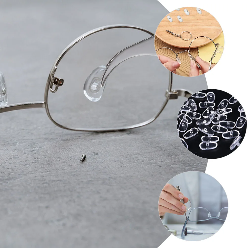 

Glasses Frame Repair Kit Tools Screws Silica Gel Durable Plastic Stainless Steel Eyeglass Nose Pads Glasses Parts Accessories