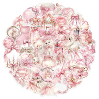 50pcs Pink fairy tale sticker, cute transparent sticker, mobile phone case, water cup, hand account material,decoration