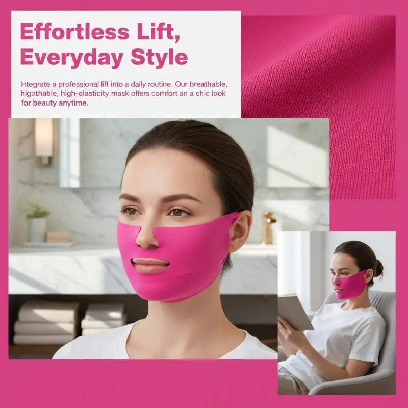 V-Shaped Face Lifting Mask Ear-Hanging Nano-Hydrogel Slimming Mask for Women Hydrating Moisturizing Lifting Firming