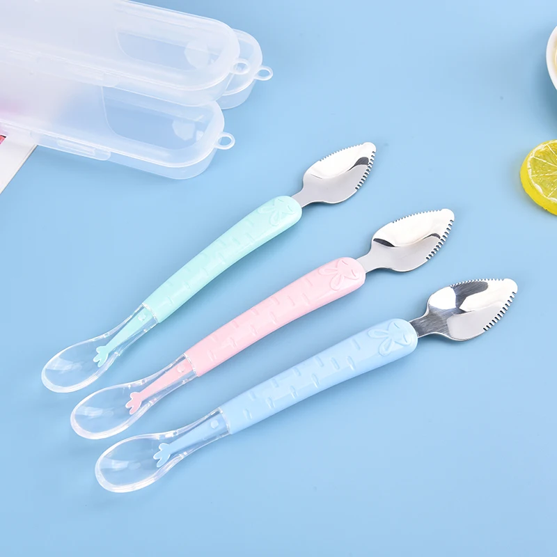 Dual Use Solid Food Feeding Spoons For Baby Silicone Soft Training Feeding Spoons for Children kids Infants Temperature Sensing