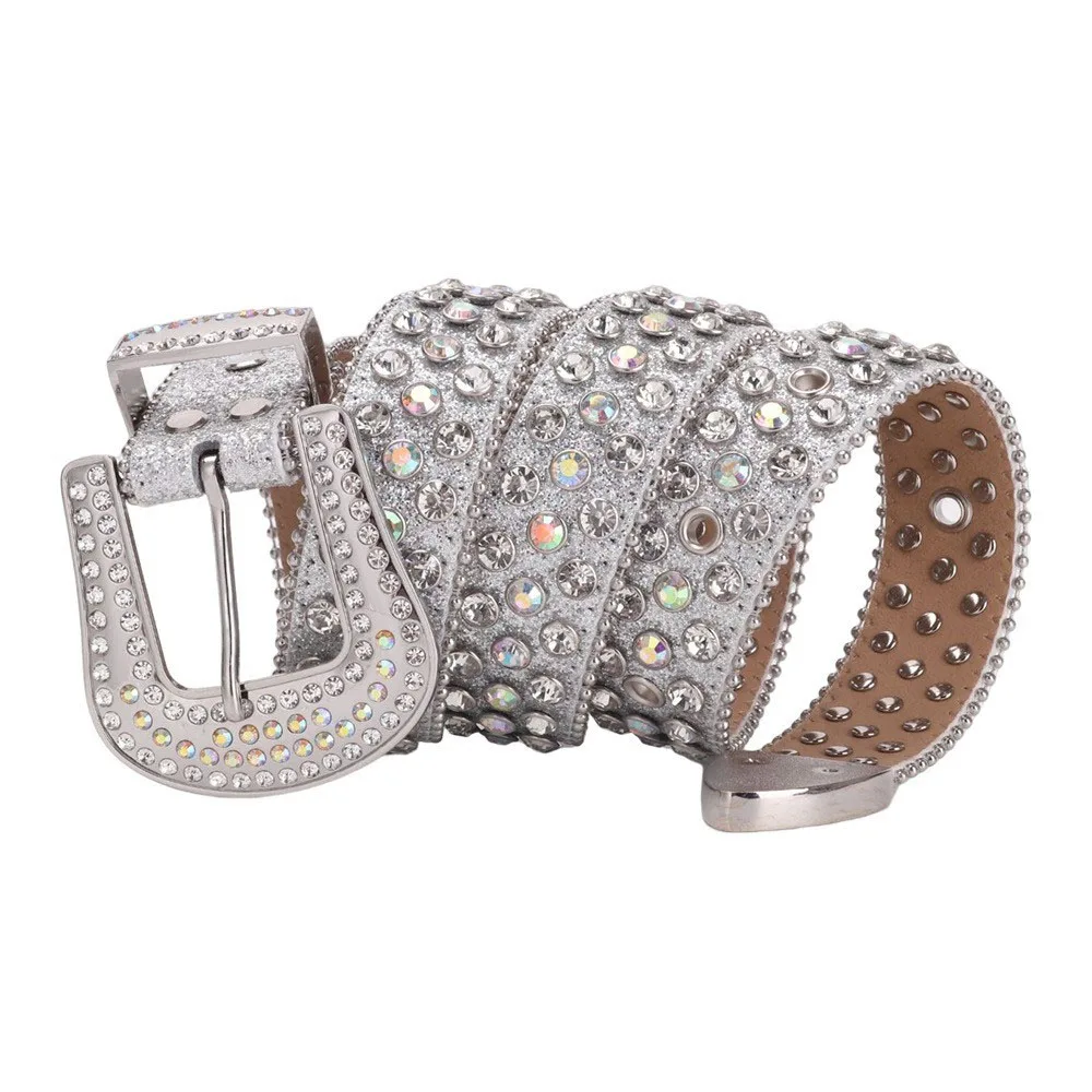 Готический женский модный ремень со стразами и шипами из искусственной кожи, регулируемый блестящий пояс с кристаллами и бриллиантами для джинсового платья