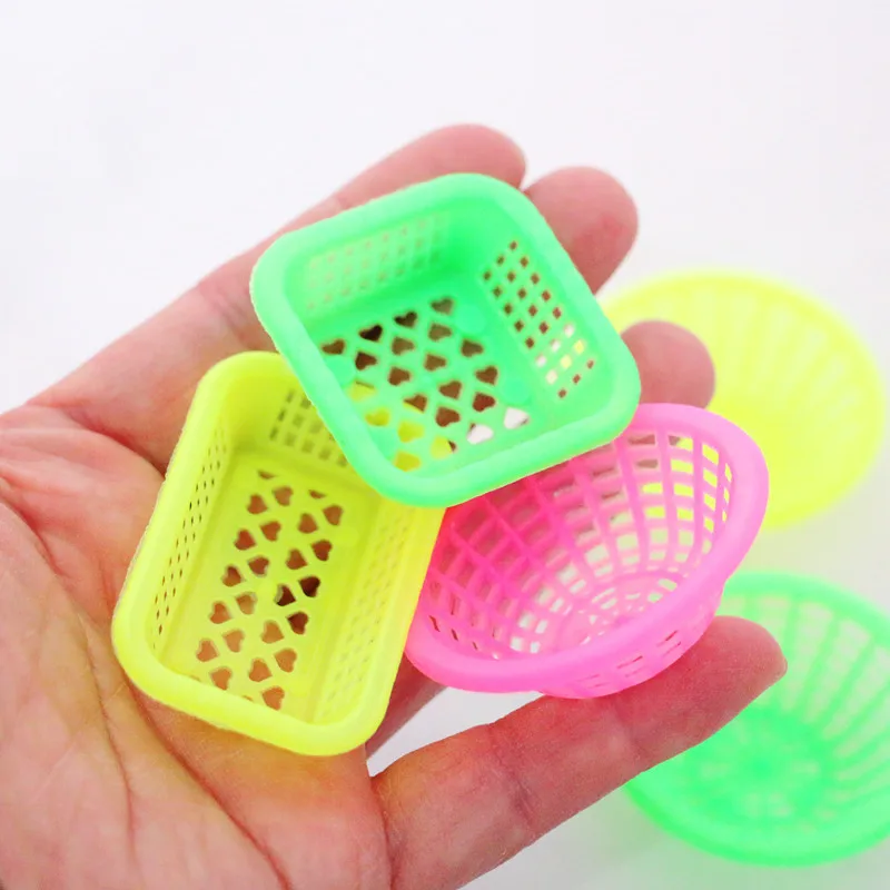 10Pcs Dollhouse Miniature Food Storage Plastic Basket Simulation Fruit Vegetable Basket Kitchen Kits Fairy Garden Decora Accesso