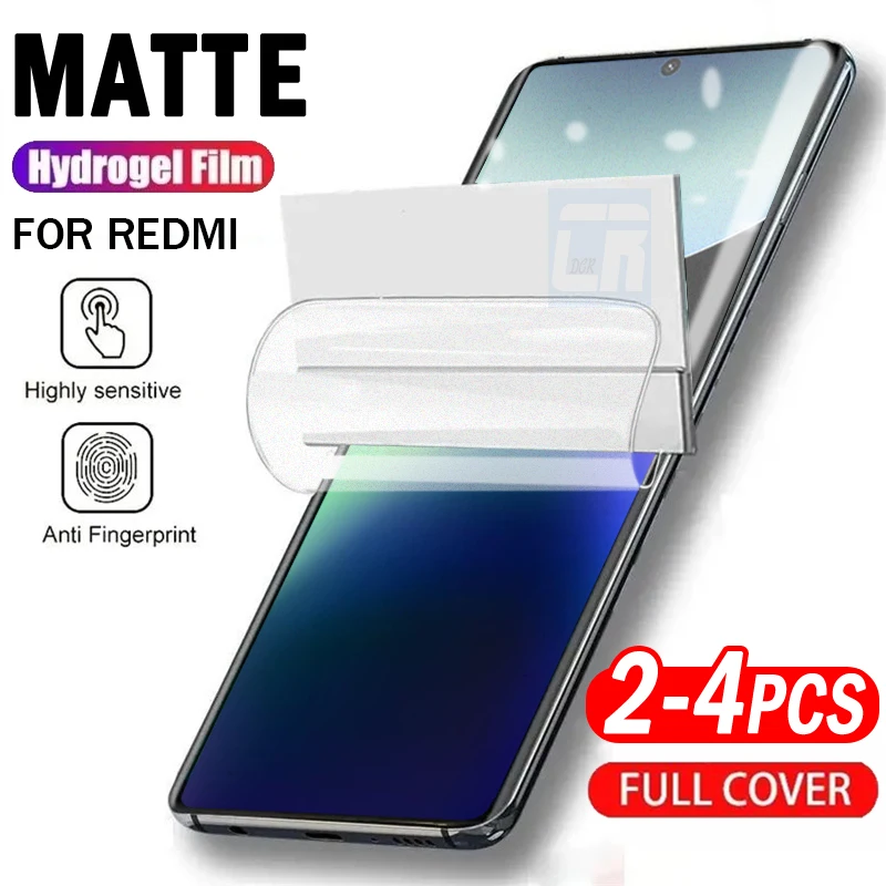 2-4 шт., матовая гидрогелевая пленка против отпечатков пальцев для Xiaomi Redmi Note 14 13 Pro + 4G 5G, глобальная защитная пленка для экрана, не стекло