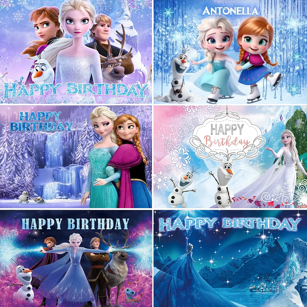 

Frozen Elsa Anna Princess Theme Baby Shower Kids Birthday Party Snow Queen Winter Ice Photography Backdrop Photo Studio Custom