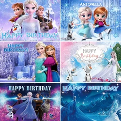 Frozen Elsa Anna Princess Theme Baby Shower Kids Birthday Party Snow Queen Winter Ice Photography Backdrop Photo Studio Custom