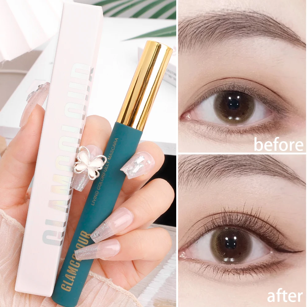 Zwartblauwe Mascara Kleurenvezel Lange Krul Dik Waterdicht Effect Verlengde Bruine Mascara Snelle Droge Wimpers Krullen Verlenging Make-Up