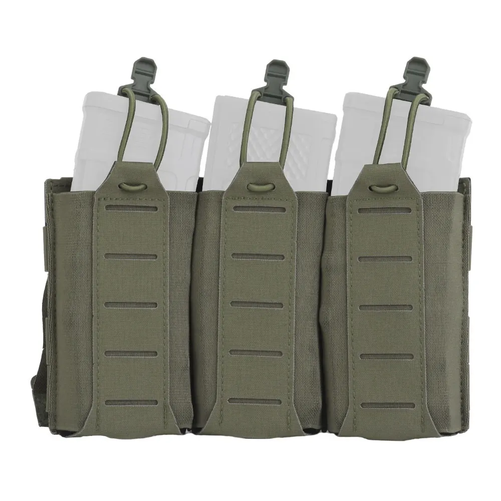 Tactical 5.56/7.62 Magazine Pouch Elastic Triple MOLLE Hunting Vest Plate Carrier Front Flap AR M4 Mag Bag Shooting Airsoft Gear