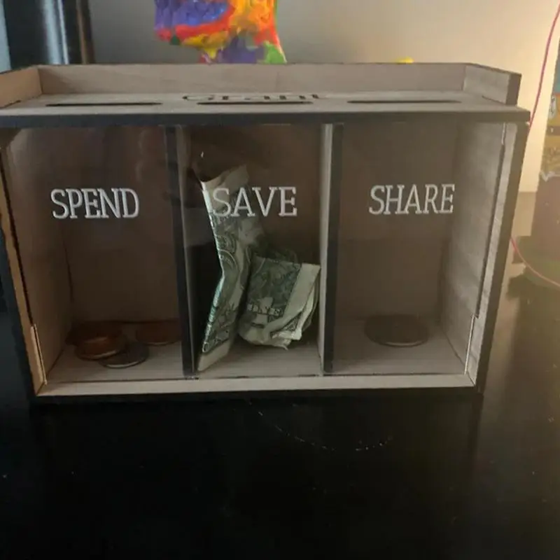 Save Money Box 3 Compartments Wooden Coin Bank With Removable Lid Portable Saver Money Storage Organizer Saving pot