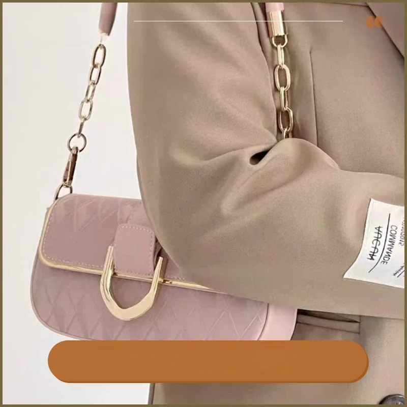 2024 New High-end Popular Women's Bag  Niche Fashion Diamond Shoulder Armpit Bag  Chain Temperament Crossbody Small Square Bag