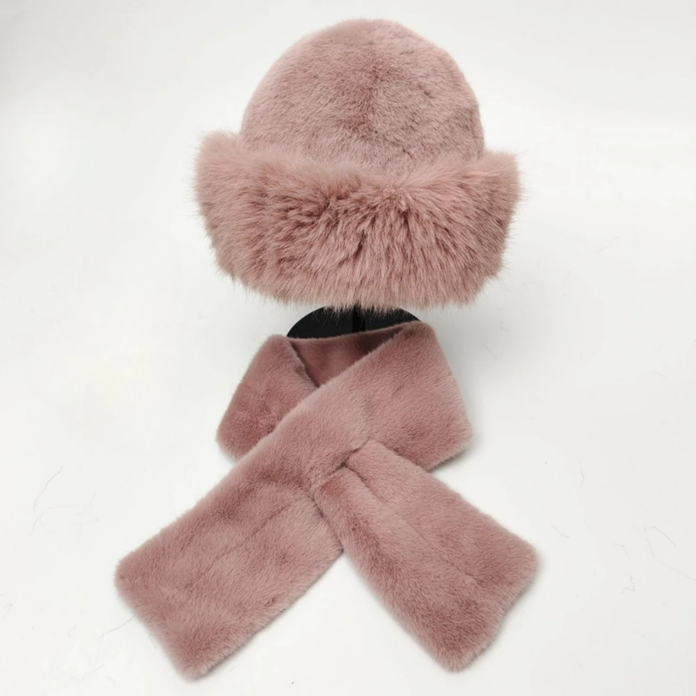 Шляпа из искусственного лисьего меха, комплект шарфов на осень и зиму, теплая защита ушей, рыбацкая шапка, плюшевый комплект из двух предметов