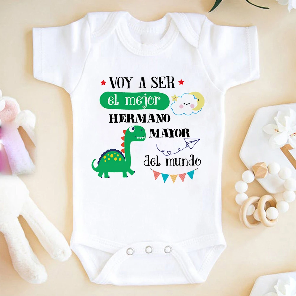 I Will Become The Best Brother in The World Printed Baby Romper Pregnancy Announcement Infant Bodysuit Newborn Summer Jumpsuit