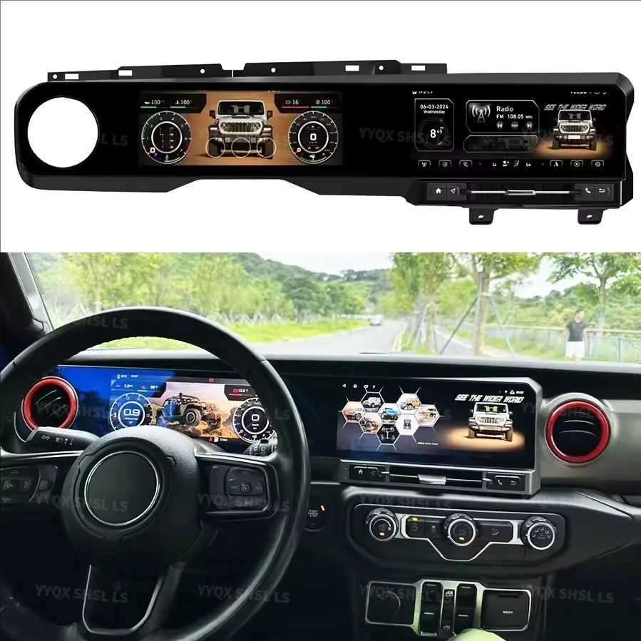 

Android 13 Auto Car Radio Navi For Jeep Wrangler JL 2018-2023 Gladiator Dual Screen Digital Cluster Dashboard CarPlay Head Unit