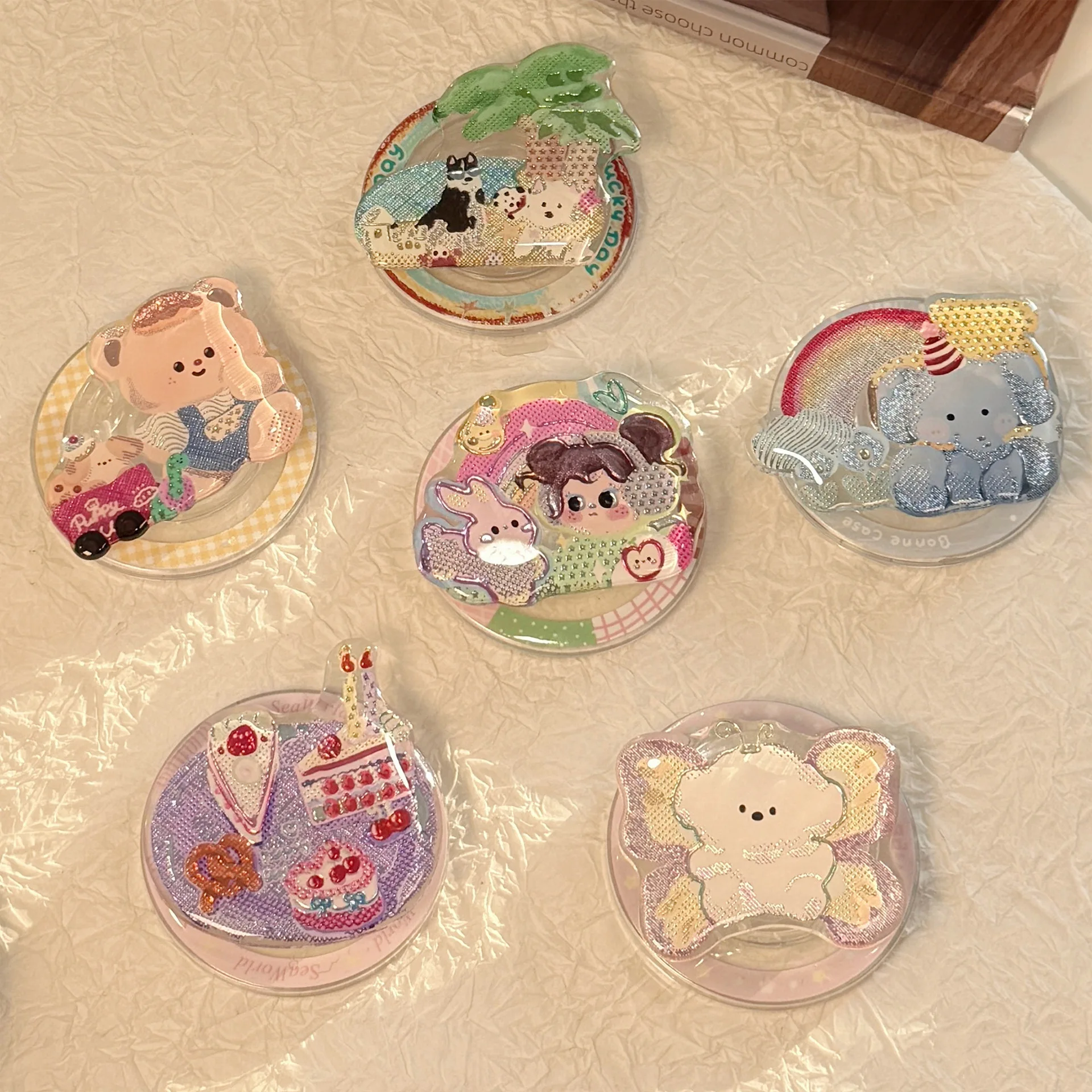 

Корейский мультфильм позолота иллюстрация кронштейн Magsafe магнитный Griptok Grip Tok для iPhone Samsung складная подставка для пальцев держатель