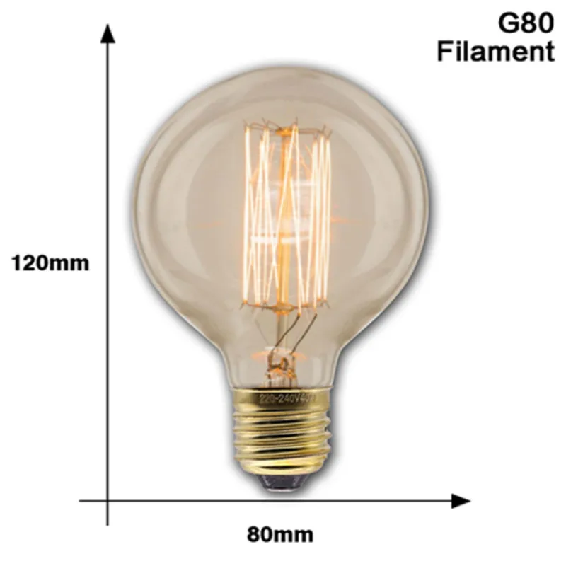 Retro Edison Gloeilamp E27 40W 220V A60 ST64 G80 G95 T45 Gloeilamp Ampul Vintage Edison Lamp gloeidraad Voor Home Decor