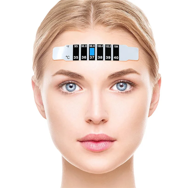ABWP-300 Pcs Forehead Thermometer Strips Adhesive Thermometer Strips Reusable Thermometer Stickers Discoloration Sticker