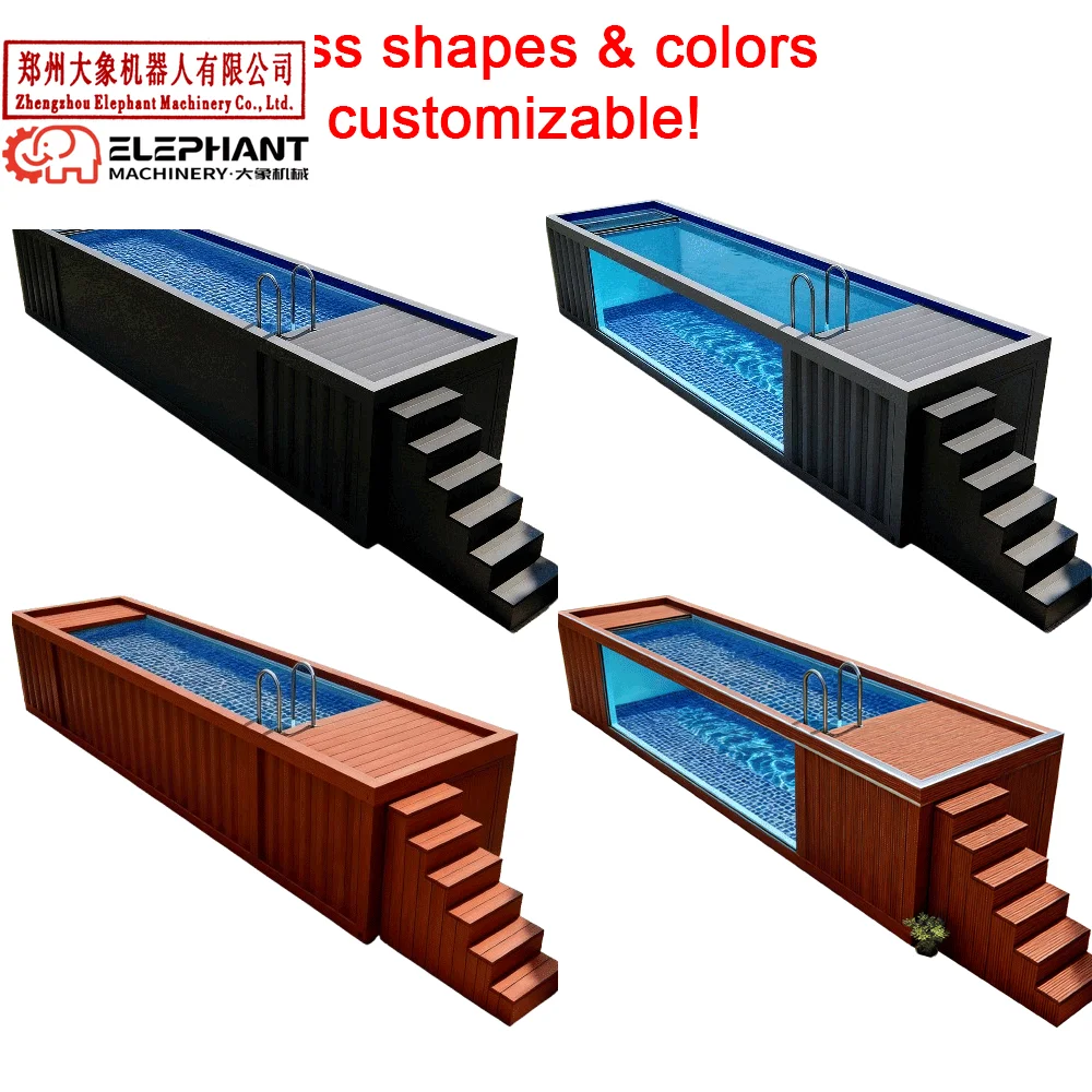 Customized Australian Standards Container Pool in Ground Not Deep Underground Fiberglass Swim Container House Cabin with Pool