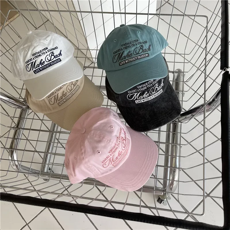 

Korean Style Soft Peaked Cap Women's New Letter Embroidery Casual All-Matching Fashion Brand Face-Looking Small Baseball Cap Men