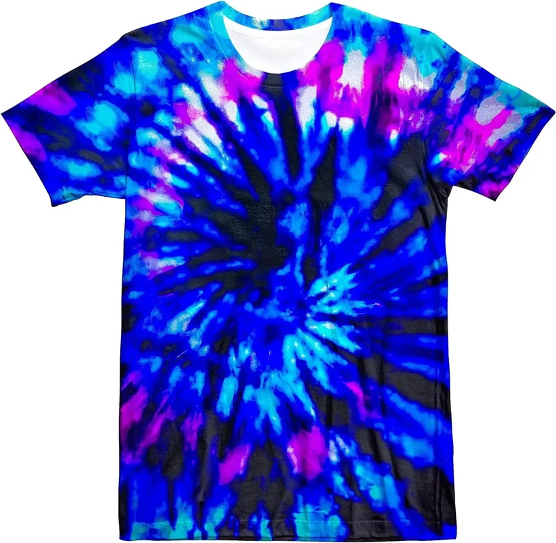 Retro 3D Neon T Shirt Psychedelic Gradient Color Tie-dye Printed Street Tshirt Men And Women O Neck Fashion Short Sleeve Tops