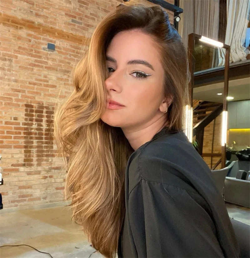 

Party Cosplay Daily Wigs Ombre Caramel Brown Blonde Synthetic HD Lace Front Wig Beautiful Woman Wig Small Large Size Cap 26 Inch