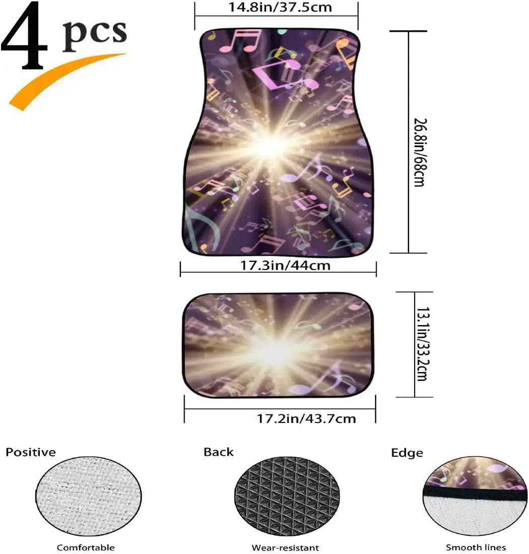 Car Floor Mats Cosmic Radiation Lots Musical Note Multicolor Print Design Carpet Car SUV Truck Floor Mats 4 Pcs, Car Mats Ca