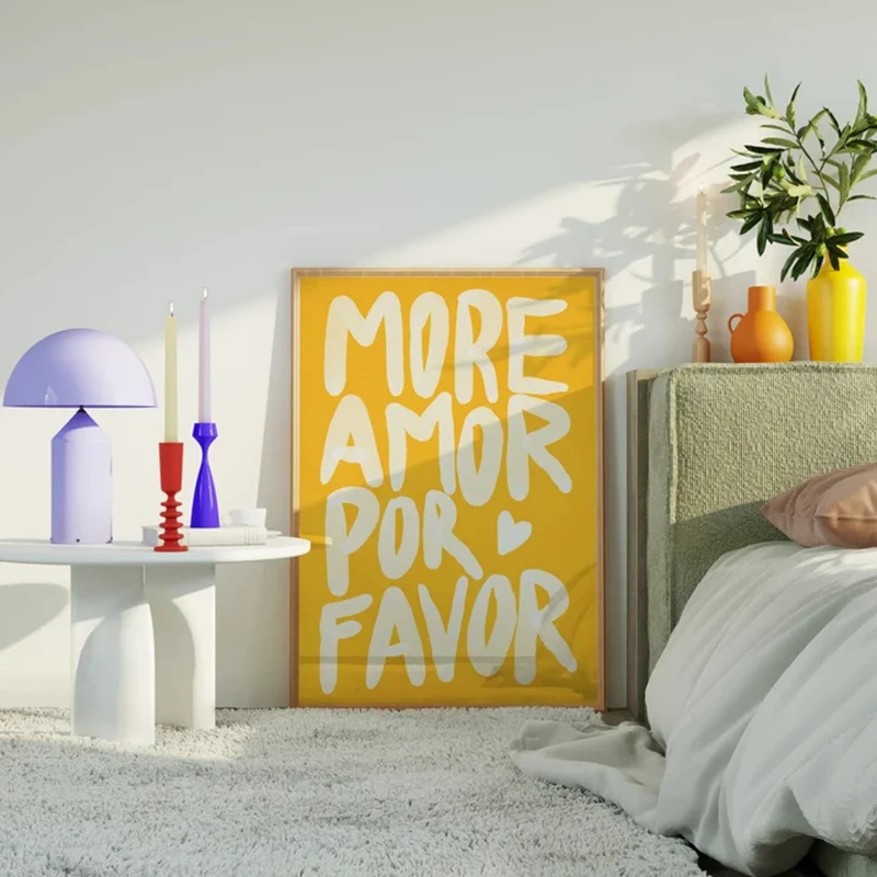 1pc Canvas Painting frameless Maximalist Poster More Amor Por Favor Print Wall Art Sunshine Modern Eclectic Wall Art Posters Liv