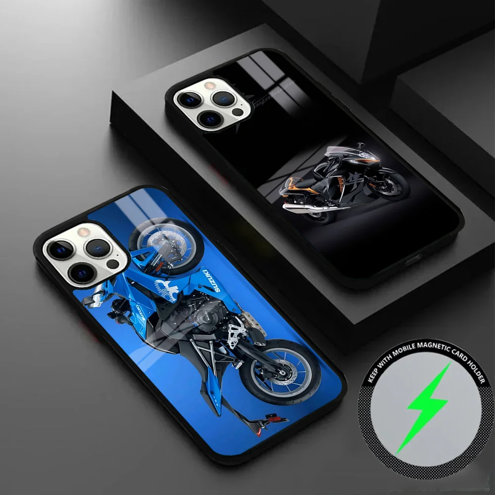 Cool Motorcycle Hayabusa GSX-R1000 Phone Case For IPhone 16 15 14 13 12 11 Pro Max Plus Mini Magsafe Mirror Wireless Magnetic Co