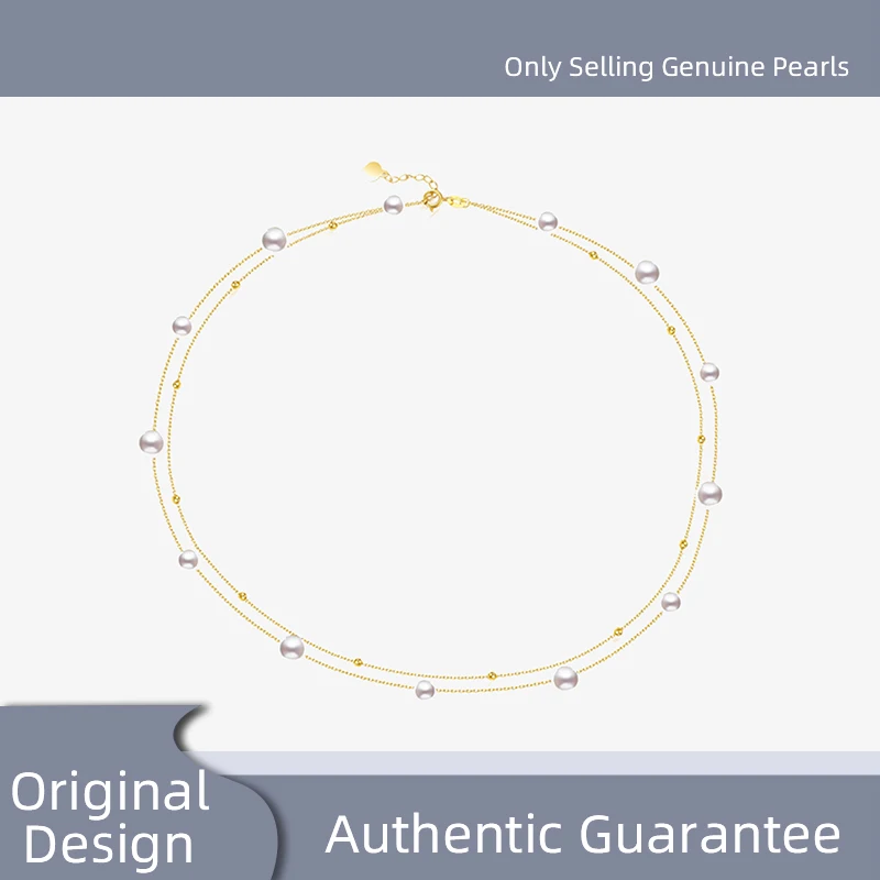 

New 18K Gold Natural Freshwater Pearl Necklace Pendant Original Design Au750 Fine Jewelry Women's Partu wedding Gift x641