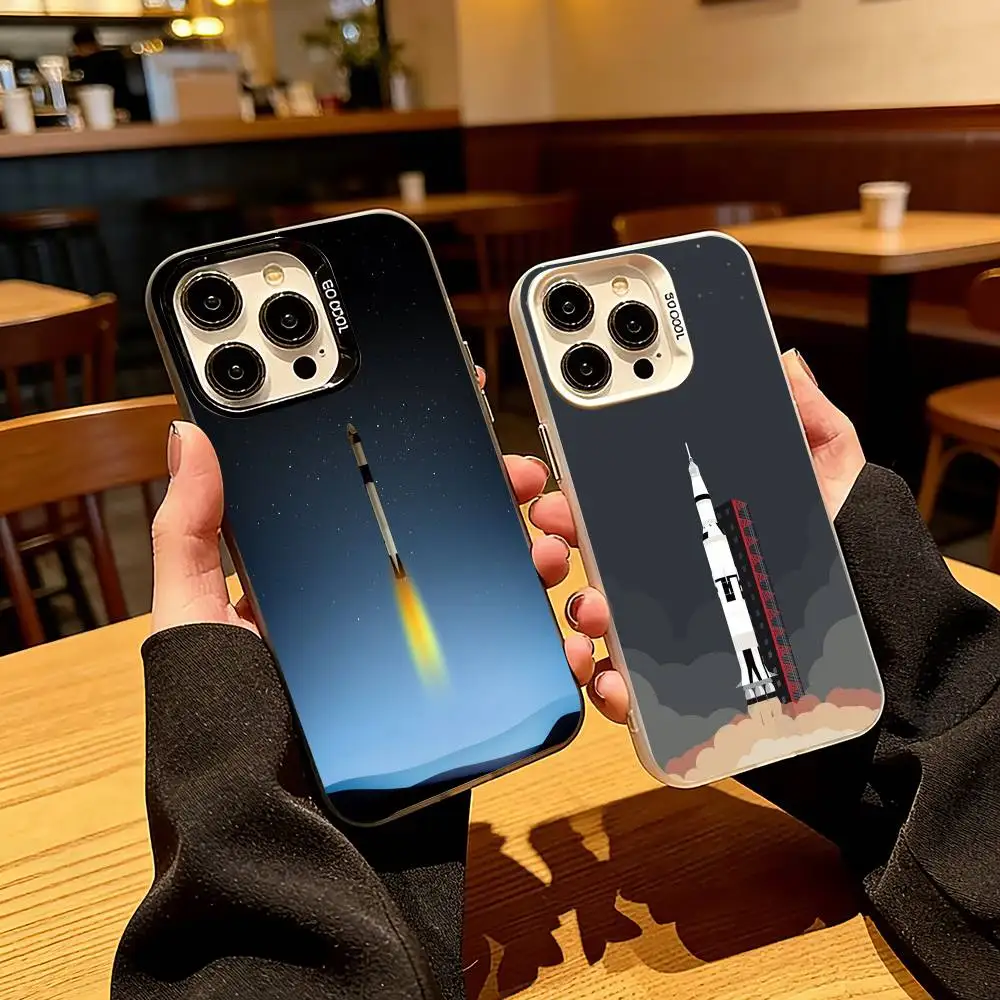 

S-Space R-Rocket Cool Phone Case For iPhone 17,16,15,14,13,12,11 Plus,Pro Max,XS,Colorful Silver Phone case Funda Cover
