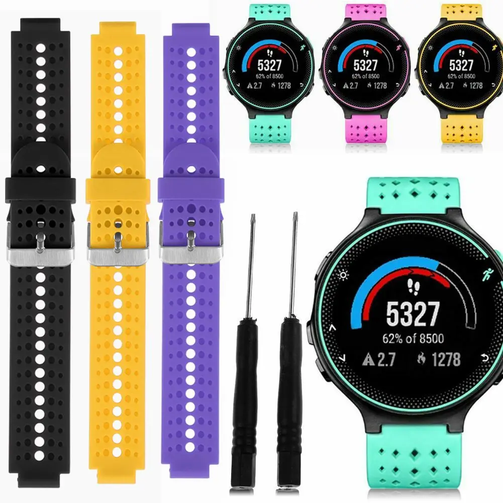 Silicone Watch Band Solid Color Wrist Strap Replacement For Garmin Forerunner 220/230/235/620/630/735